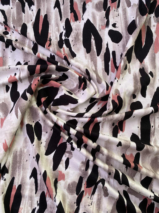 Viscose Lycra - White/Black/Cream - 64"Wide - Sold By The Metre