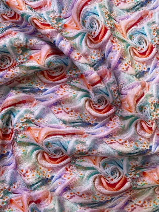 100% Cotton - Pink/Lilac/Peach/Mint - 44" Wide - Sold By The Metre