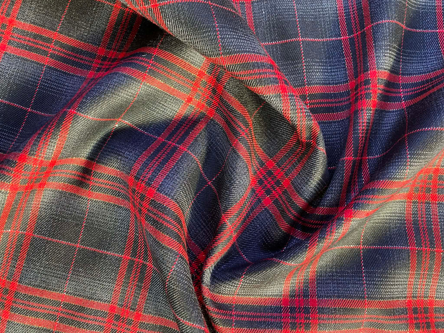 100% Cotton Tartan - Red/Black/Grey/Silver/Gold - 58"Wide - Sold By The Metre