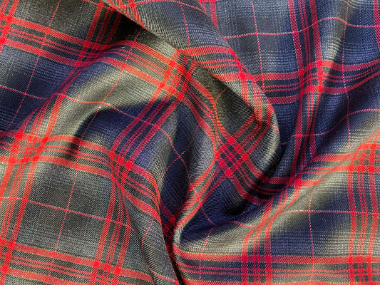 100% Cotton Tartan - Red/Black/Grey/Silver/Gold - 58"Wide - Sold By The Metre