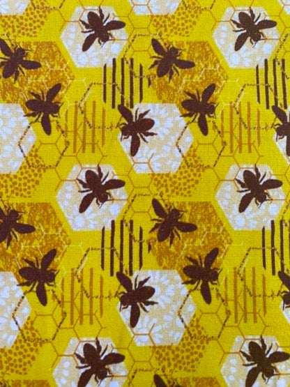 Mustard & Gold Honeycomb Geometric Bee 100% Cotton Fabric - Bumblebee Hive - 44" Wide By The Metre Active Submit Title