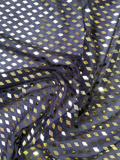 Diamond Powermesh - Black/Gold - 59"Wide - Sold By The Metre