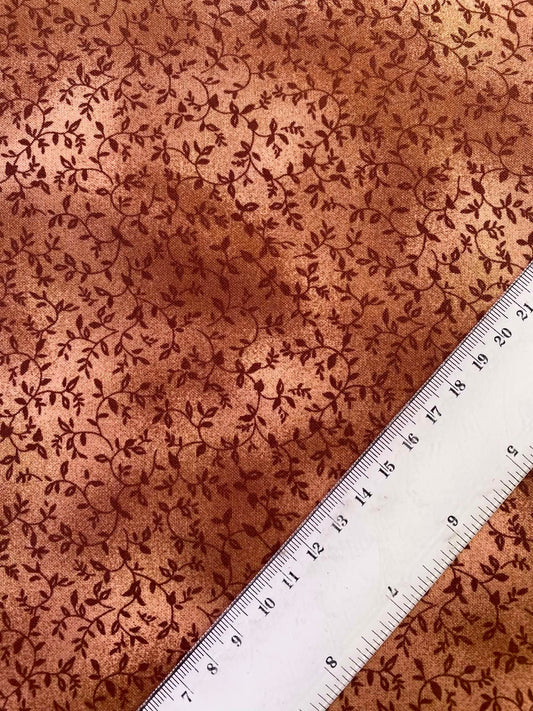 CLEARANCE - Warm Brown & Beige Botanical Leaf Cotton Quilting Fabric – Delicate Vine Print