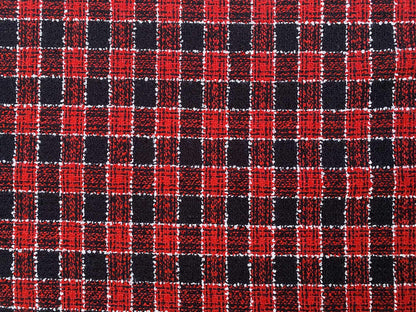 Poly Boucle - Red/Black/White - 60"Wide - Sold By The Metre