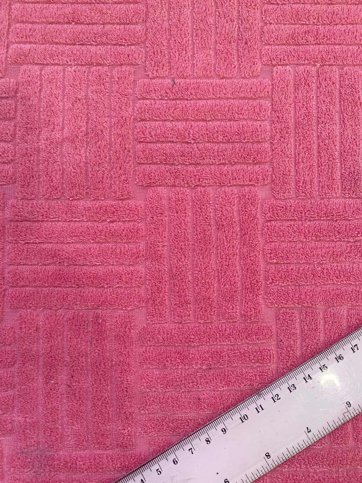 Jaquard Towelling - Pink - 66"wide - Sold By The Metre