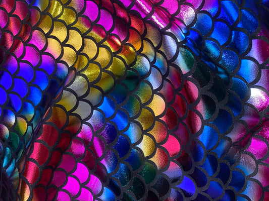 Fish Scale 92% Polyester 8% Elastane - Multicoloured - 58"Wide - Sold By The Metre