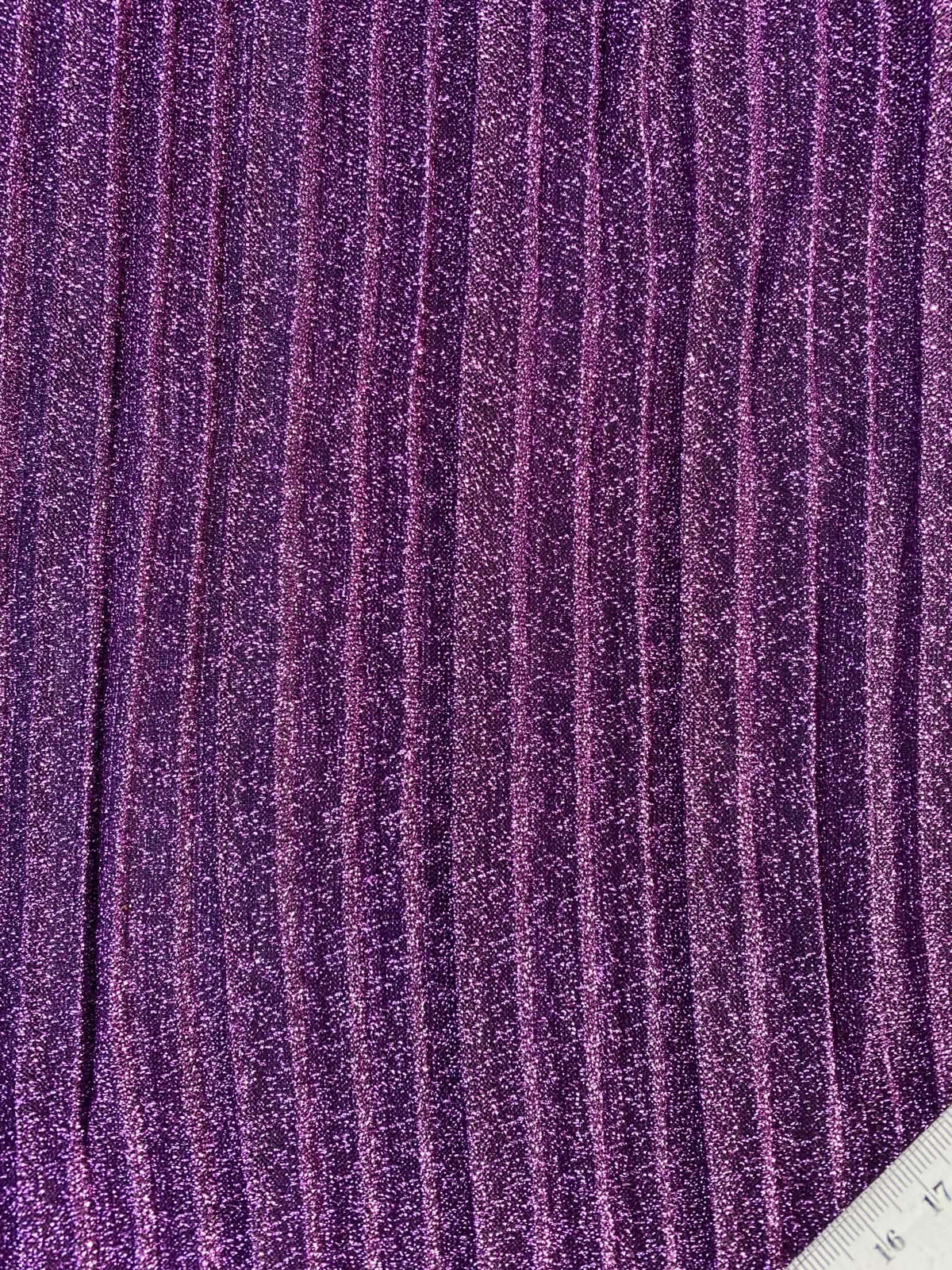 Purple Metallic Big Pleat Fabric with Lycra - 60" Wide, £2.99 per Metre
