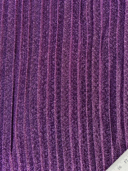 Purple Metallic Big Pleat Fabric with Lycra - 60" Wide, £2.99 per Metre
