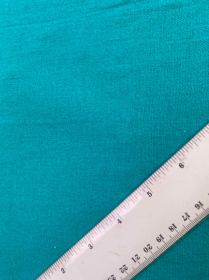 Turquoise Cotton Linen Blend Fabric – 57" (145cm) Wide – Non-Stretch