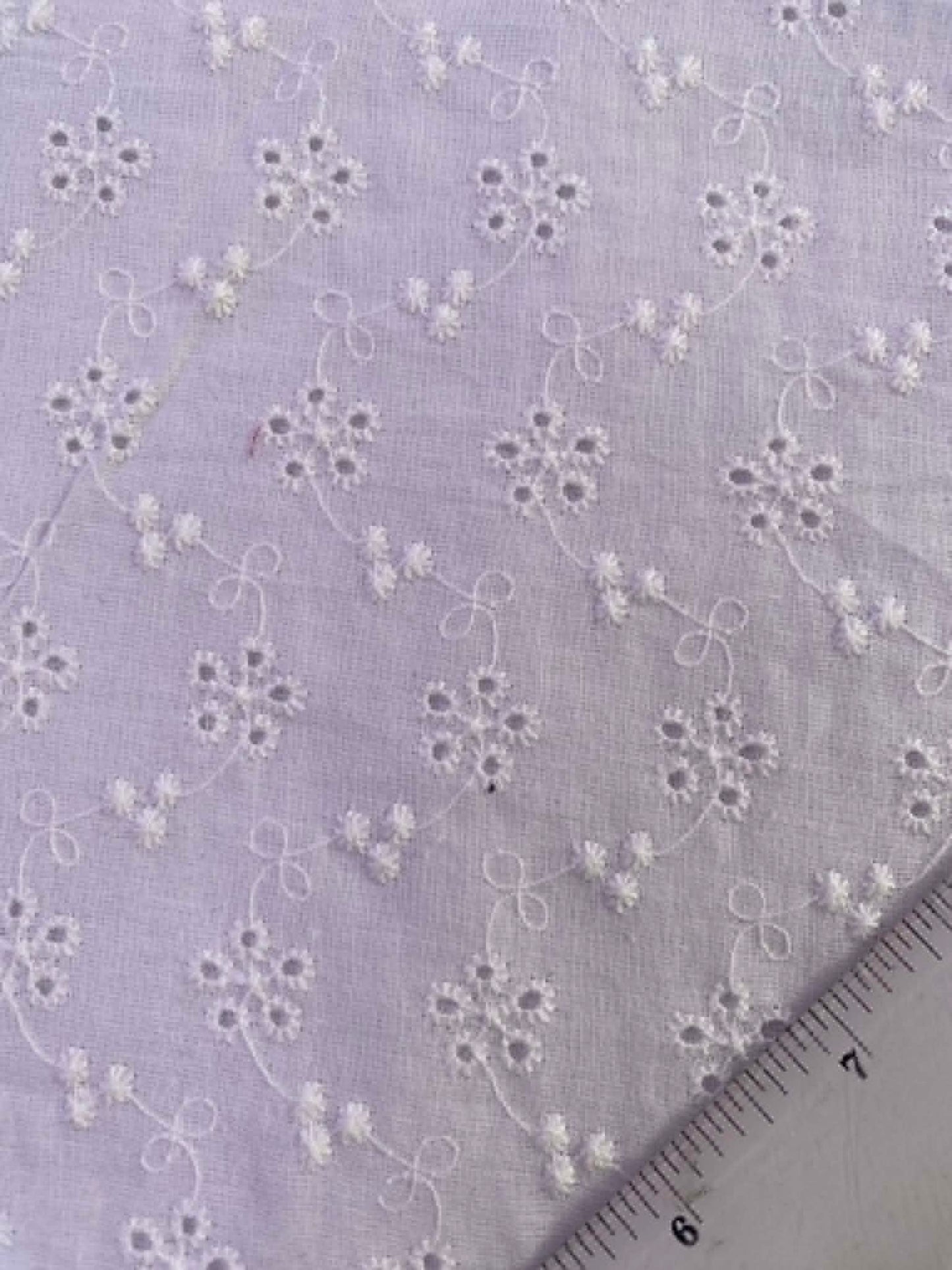 Classic White Floral Broderie Anglaise 100% Cotton Fabric - 58" Wide By The Metre