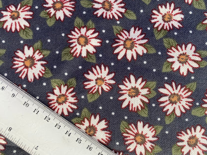 Printed Needlecord 100% Cotton - Grey/Green/White - 57"Wide - Sold By The Metre
