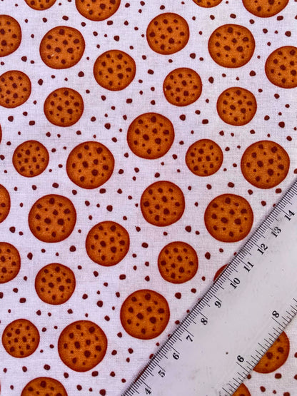 CLEARANCE - Chocolate Chip Cookie Print Fabric – 100% Cotton, 44" Wide