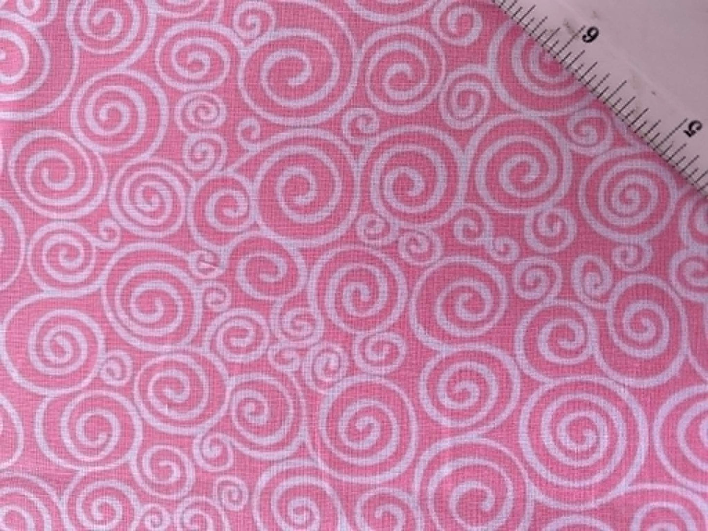 Pink and White Swirl Print 100% Cotton Fabric - 44/45" Wide - By The Metre