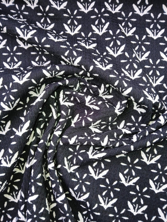 Woodstock Knitted Blister - Black/Cream - 60" Wide - Sold By The Metre