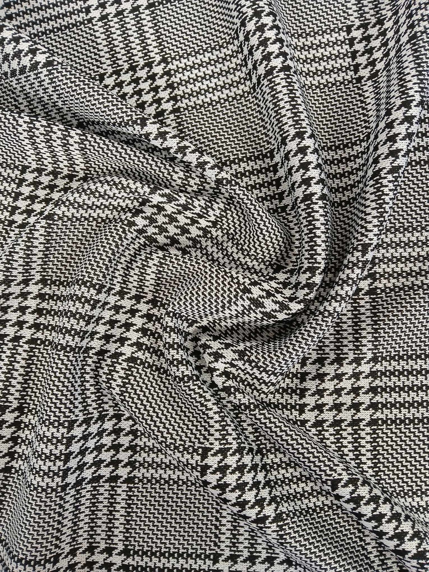 Knitted Jacquard - Check - Black/White - 58" Wide - Sold By the Metre