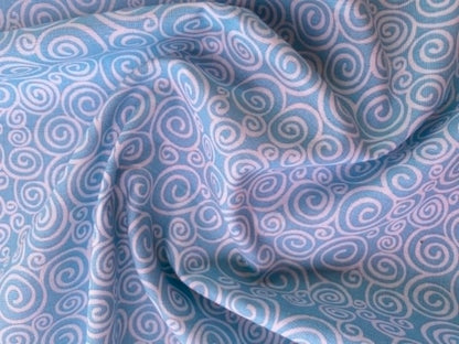 Blue and White Swirl Print 100% Cotton Fabric - 44/45" Wide - By The Metre