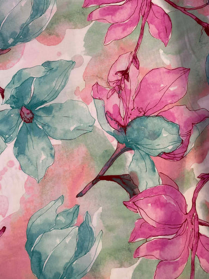 Premium London Lawn 100% Cotton - 60" Extra Wide - Watercolor Floral Print - £4.99/m