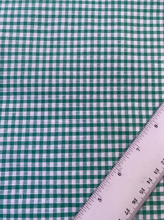 100% Cotton Gingham Fabric - 36" Wide - Green - £2.99/m