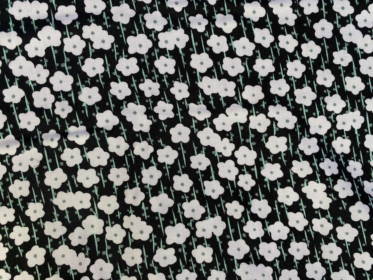 Viscose - Black/Green/White - 57"Wide - Sold By The Metre