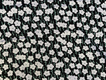 Viscose - Black/Green/White - 57"Wide - Sold By The Metre
