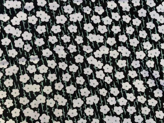 Viscose - Black/Green/White - 57"Wide - Sold By The Metre