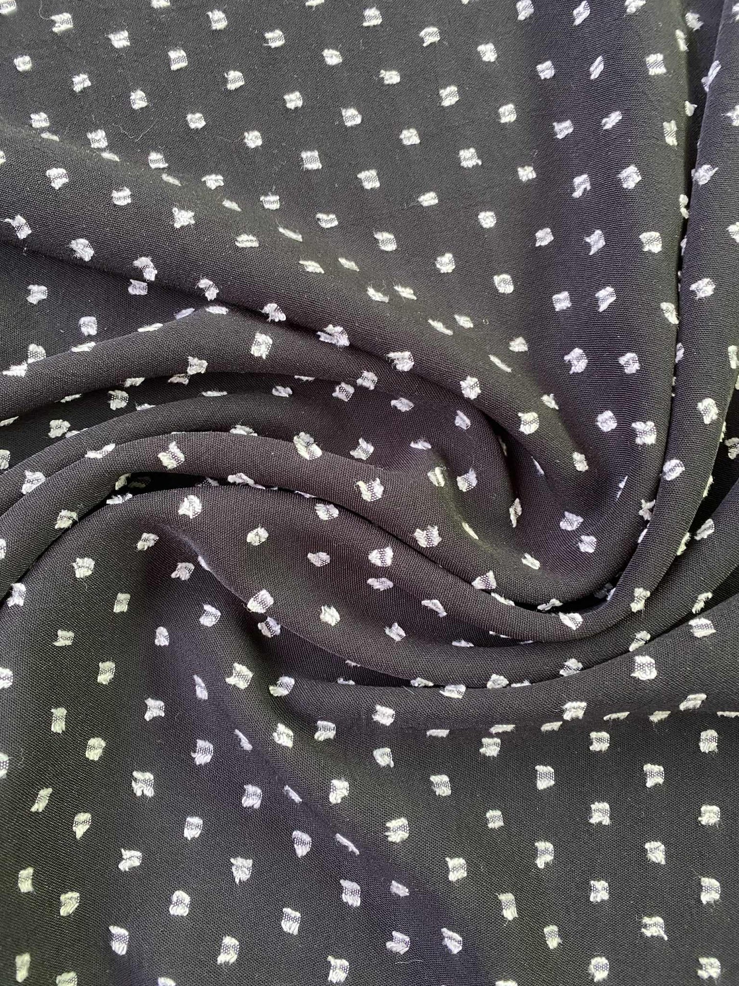 River Island Crepe - Spot - Black - 60"Wide - Sold By The Metre