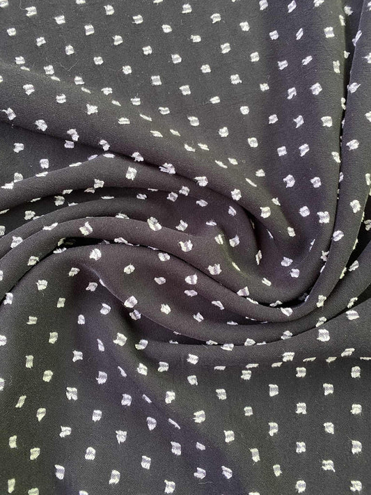 River Island Crepe - Spot - Black - 60"Wide - Sold By The Metre