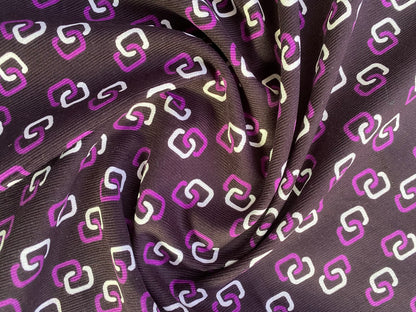 Printed Needlecord 100% Cotton - Black/Pink/White - 44"Wide - Sold By The Metre