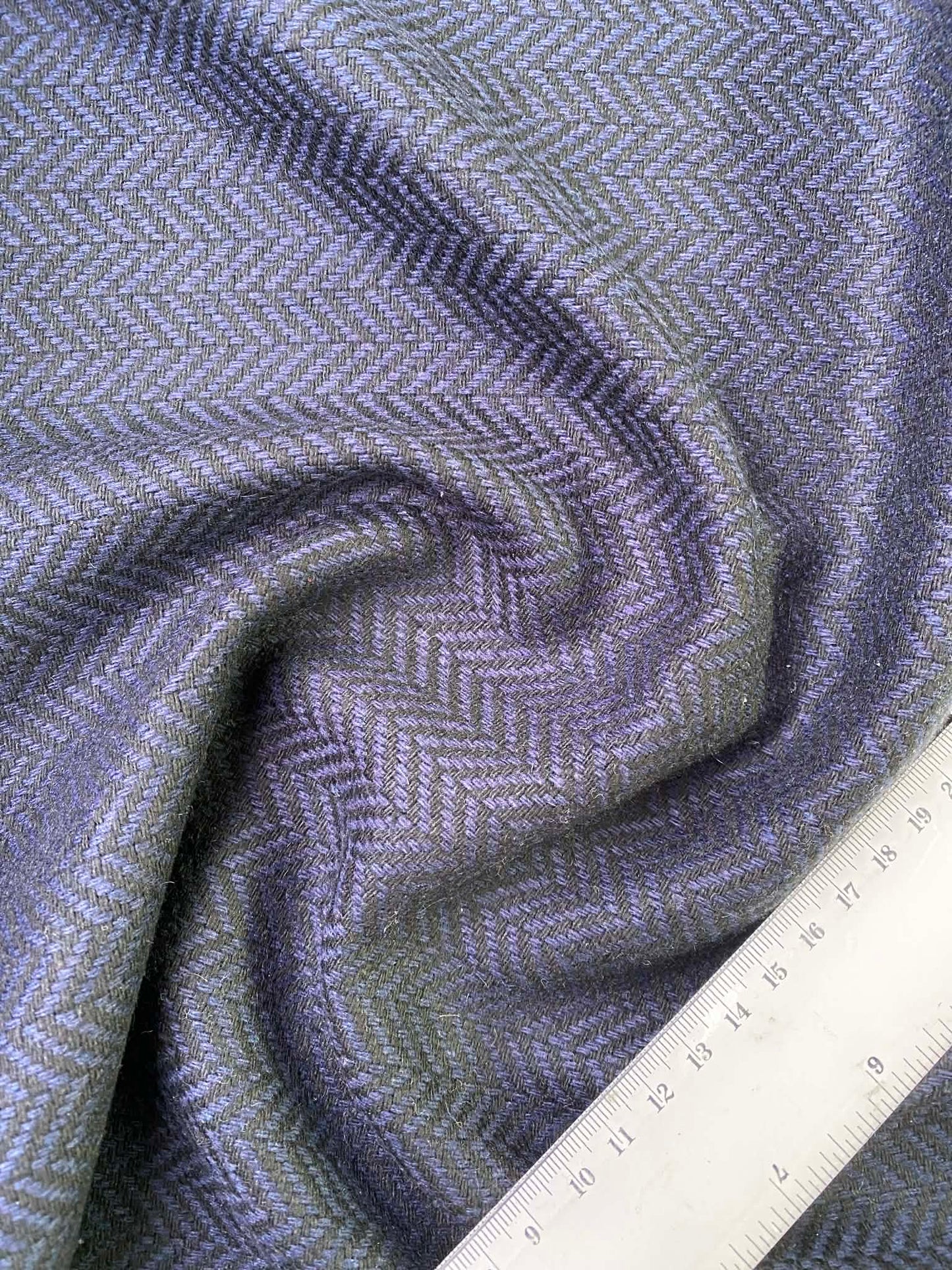 Luxury Wool Mix Herringbone - 60" Wide - Deep Navy & Midnight Black - £3.99/m