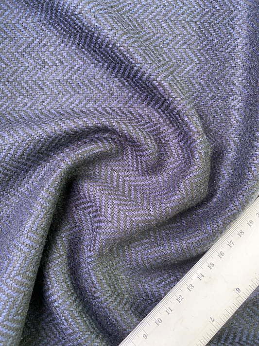 Luxury Wool Mix Herringbone - 60" Wide - Deep Navy & Midnight Black - £3.99/m