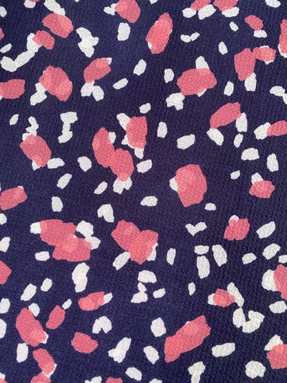 Crepe - Navy/White/Pink - 60" Wide - Sold By The Metre