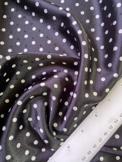 Satin Jacquard - Black/White - 59" Wide - Sold By The Metre