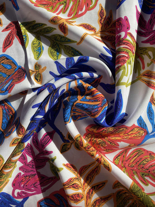 Viscose - White/Blue/Pink/Green - 57"Wide - Sold By The Metre