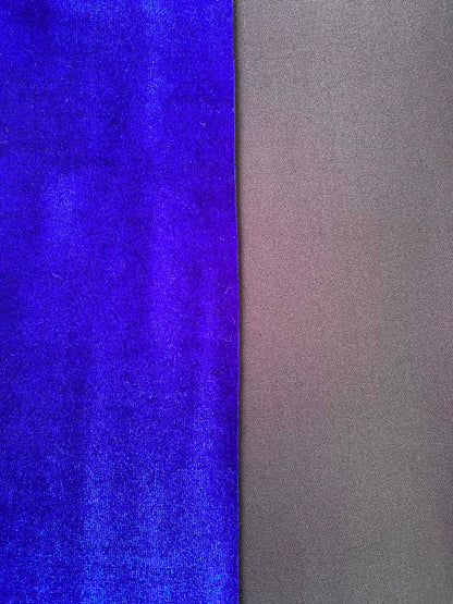 Premium Royal Blue Velvet on Black Scuba Fabric - 63" Wide - High Stretch Spandex Double Knit - £5.99/m