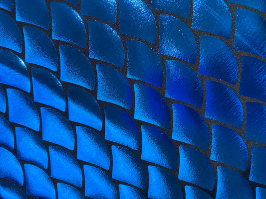 Fish Scale 92% Polyester 8% Elastane - Bright Blue - 58"Wide - Sold By The Metre