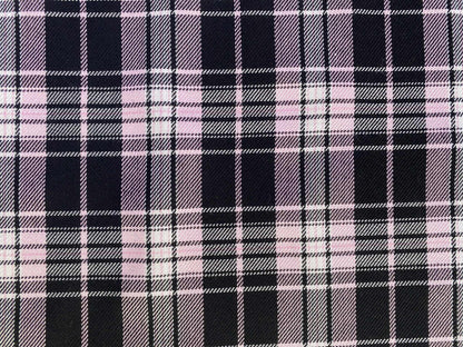 Poly Viscose - Check - Baby Pink/Black/White - 57"Wide - Sold By The Metre