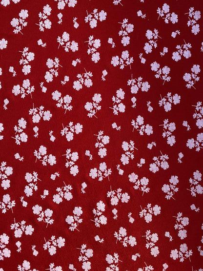 Viscose Lycra - Red/White - 62"Wide - Sold By The Metre