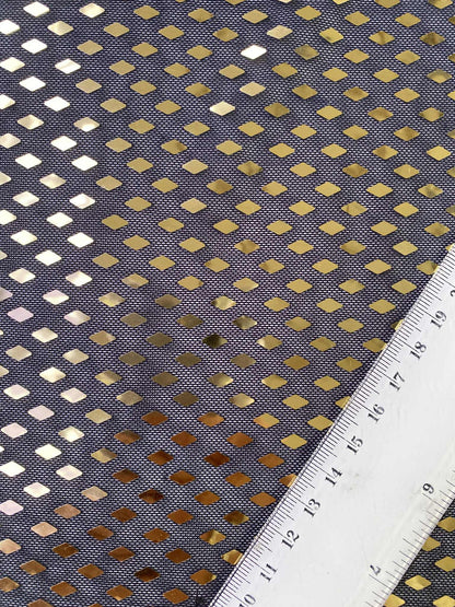 Diamond Powermesh - Black/Gold - 59"Wide - Sold By The Metre