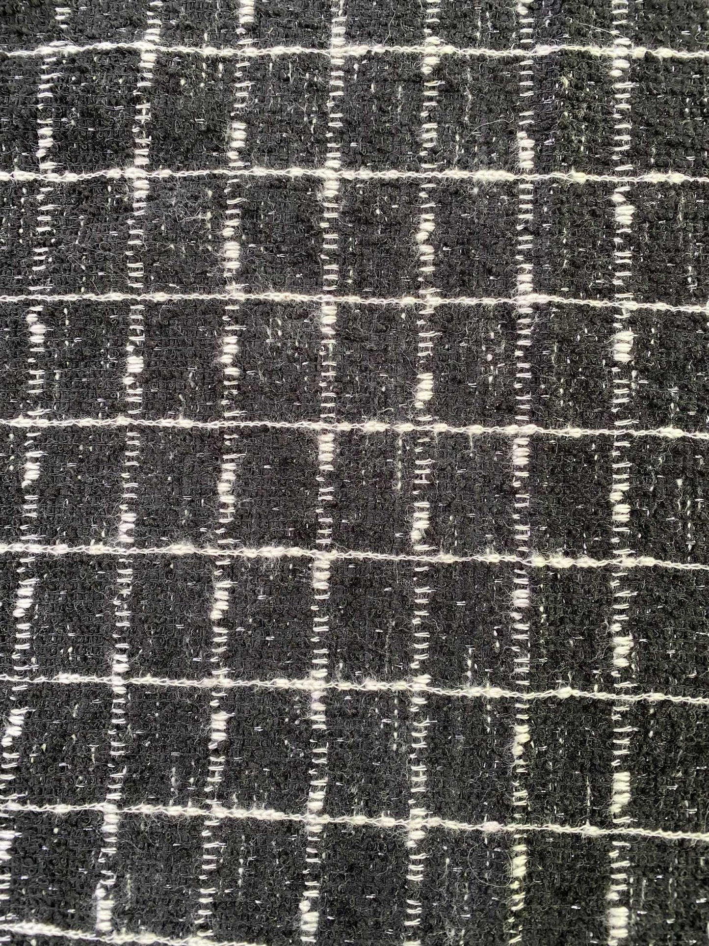 Tweed Check Knit - Black/Ivory/Silver - 69"Wide - Sold By The Metre
