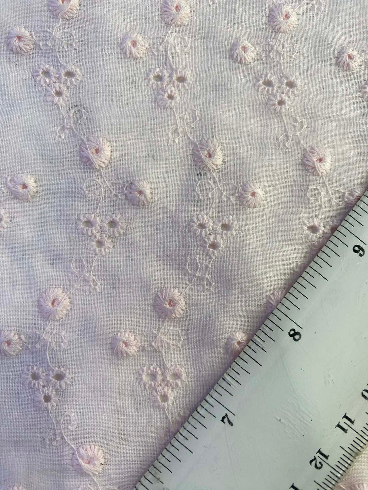 100% Cotton Broderie Anglaise - Baby Pink - 58"Wide - Sold By The Metre