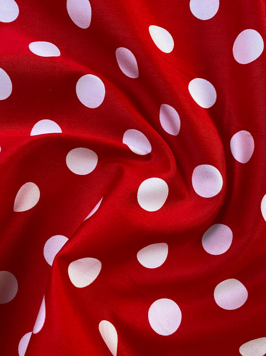 Cotton Spandex 97%/3%- Red/White - 58"Wide - Sold By The Metre