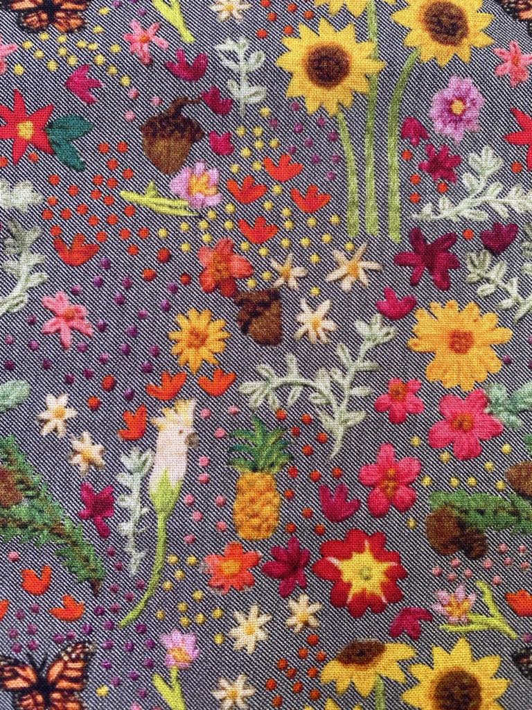 100% Cotton - Grey/Pink/Yellow/Brown - 44" Wide - Sold By The Metre