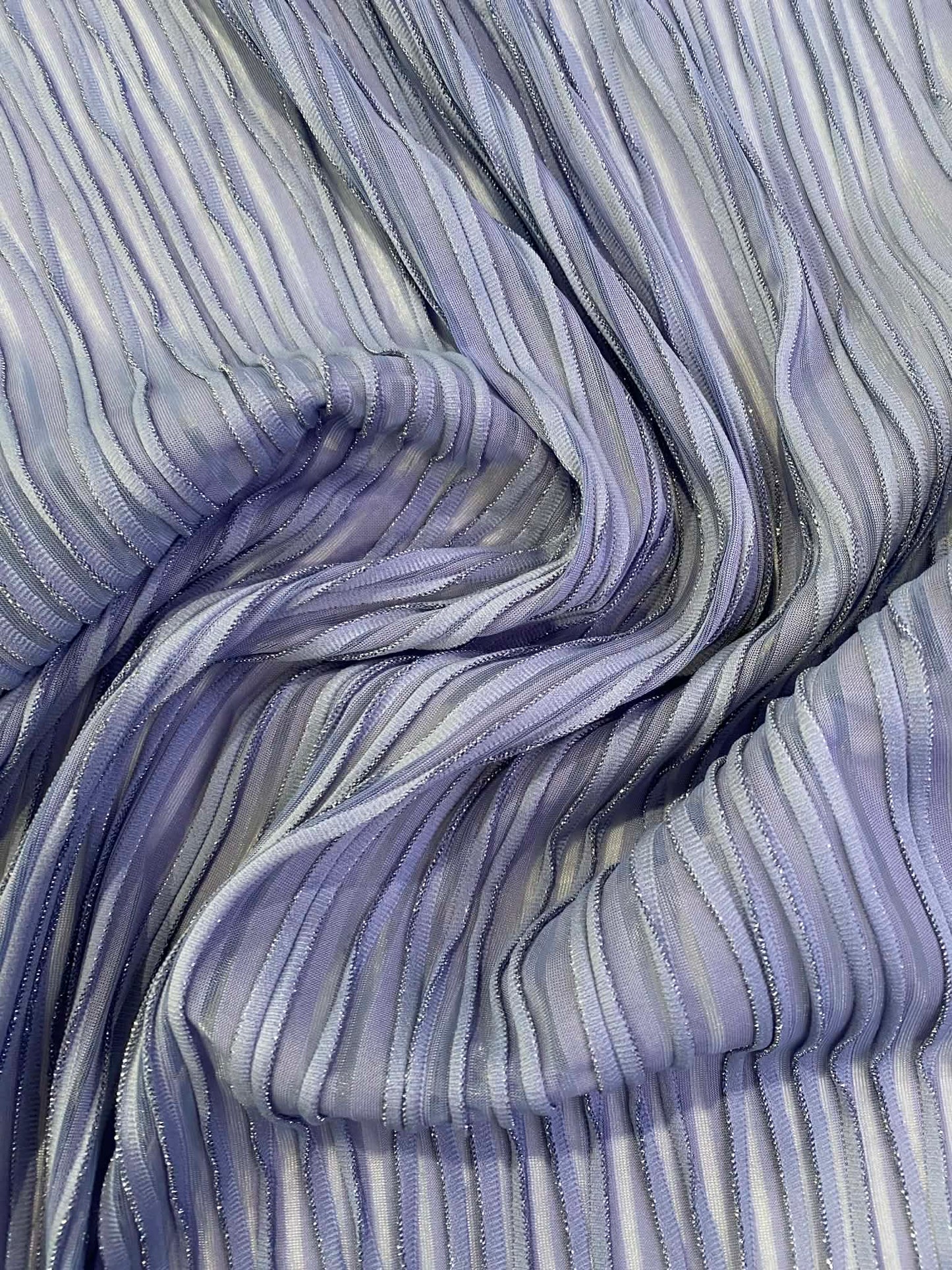 Wedgewood - Blue/Silver - Designer Plisse - 60"Wide - Sold By The Metre