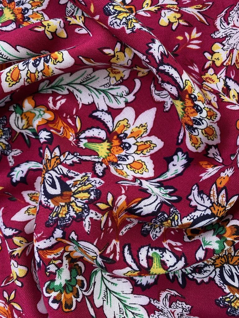 Viscose - Dark Pink/Yellow/Green/Orange - 57" Wide - Sold By The Metre