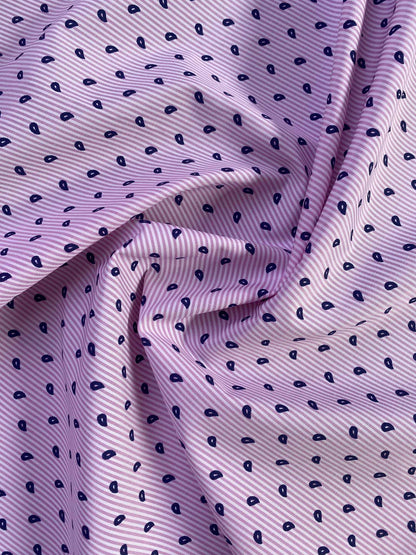 Poly Cotton - Stripe - Pink/Navy/White - 58" Wide - Sold By The Metre