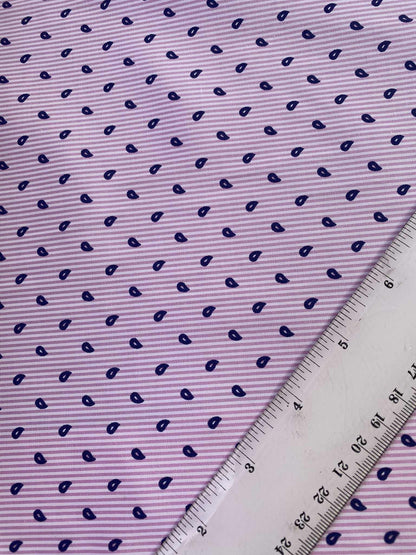 Poly Cotton - Stripe - Lilac/Navy - 58" Wide - Sold By The Metre