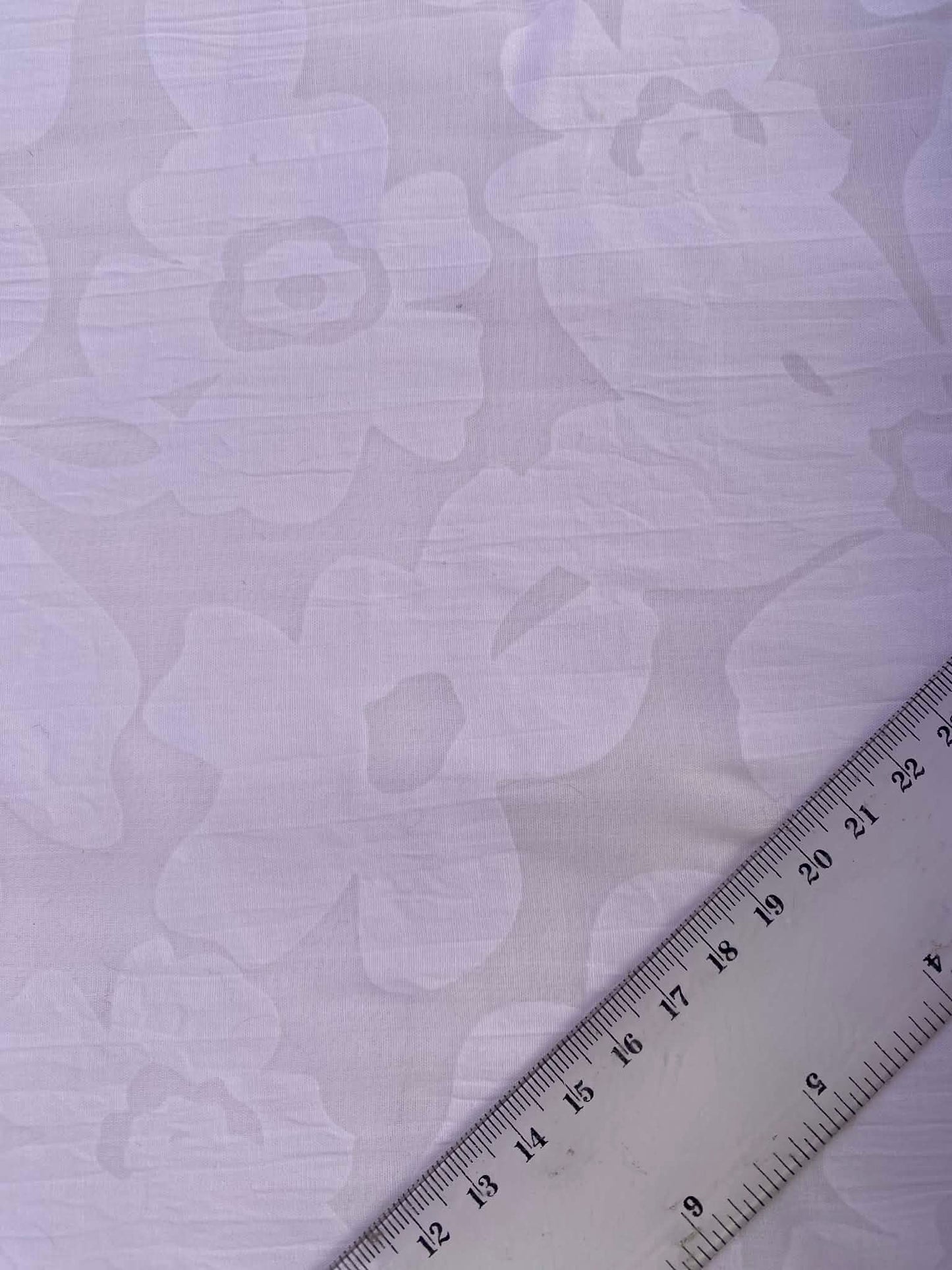 White Floral Burnout Polycotton - 54" Wide - Sheer Textured Leaf & Bloom - £2.99/m