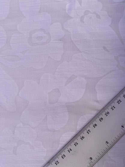 White Floral Burnout Polycotton - 54" Wide - Sheer Textured Leaf & Bloom - £2.99/m