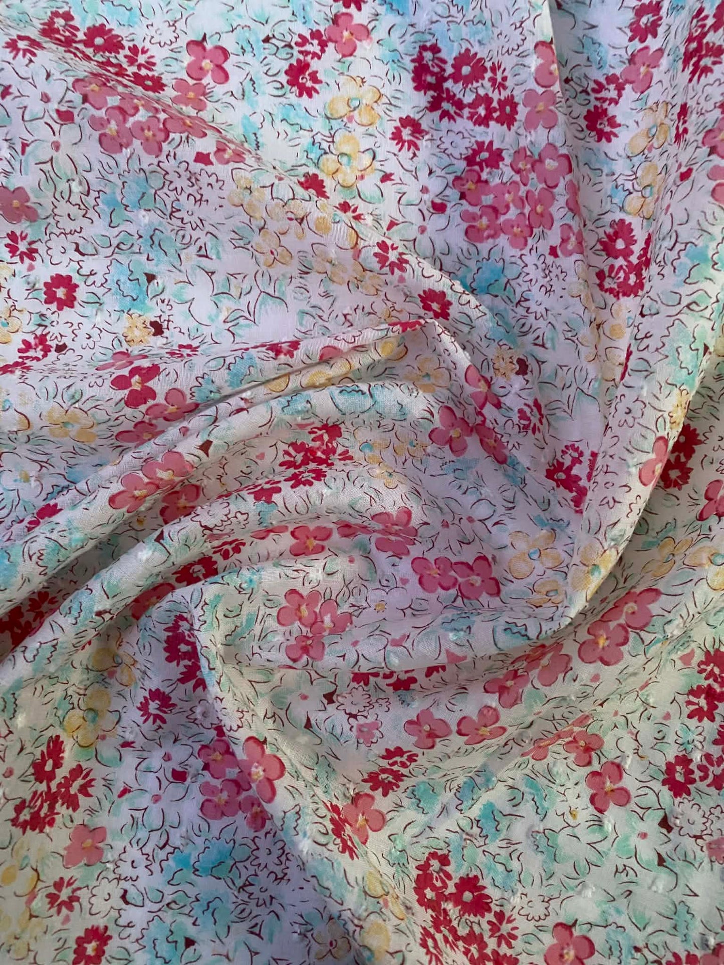 Cotton Dobby - White/Pink/Green/Yellow - 60"Wide - Sold By The Metre