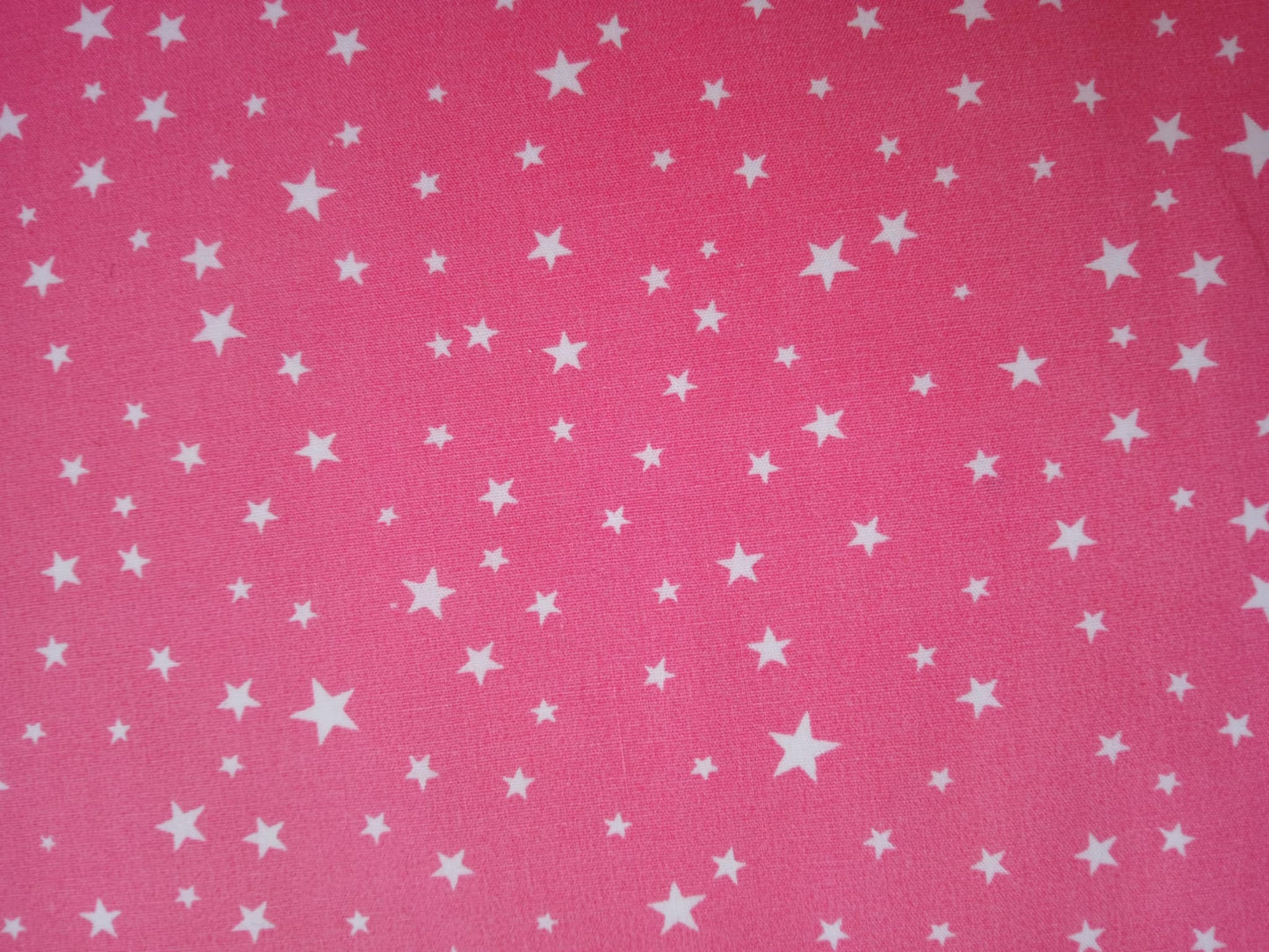 100% Cotton Poplin - Stars - Pink/White - 57" Wide - Sold By The Metre